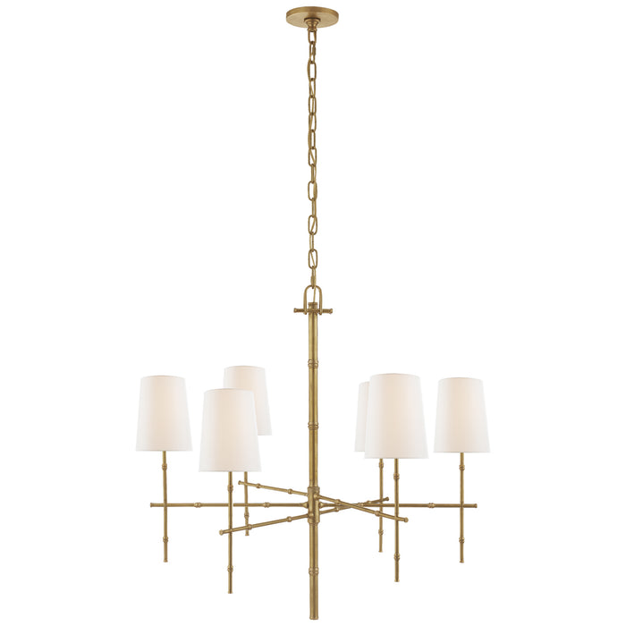 Visual Comfort Signature S 5161HAB-L Six Light Chandelier, Hand-Rubbed Antique Brass