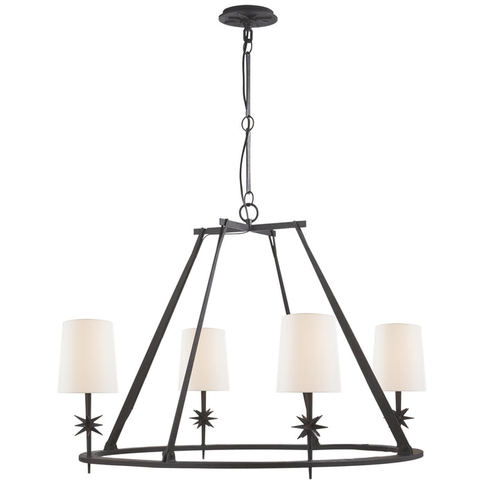 Visual Comfort Signature S 5315BR-L Four Light Chandelier, Blackened Rust