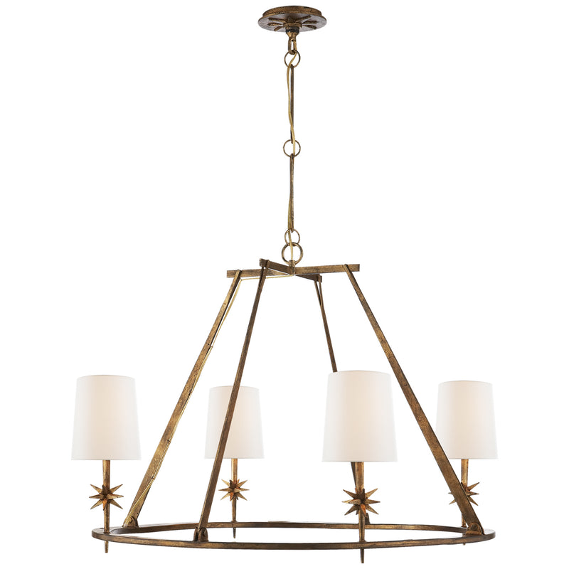 Visual Comfort Signature S 5315GI-L Four Light Chandelier, Gilded Iron
