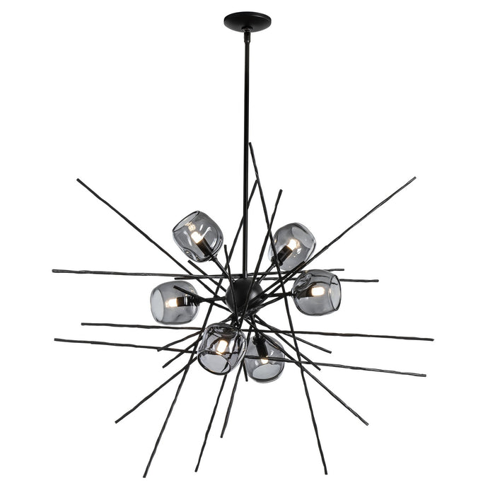 Hubbardton Forge 131590-SKT-MULT-10-YL0709 Six Light Pendant, Black