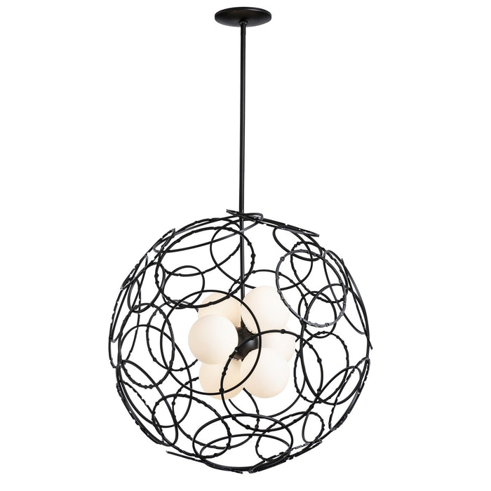 Hubbardton Forge 131602-SKT-MULT-10-GG0677 Six Light Pendant, Black