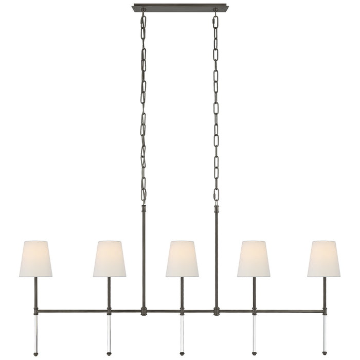 Visual Comfort Signature SK 5055BZ-L Five Light Linear Chandelier, Bronze