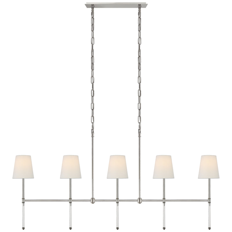 Visual Comfort Signature SK 5055PN-L Five Light Linear Chandelier, Polished Nickel