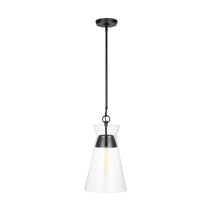 Visual Comfort Studio CP1021AI One Light Pendant, Aged Iron