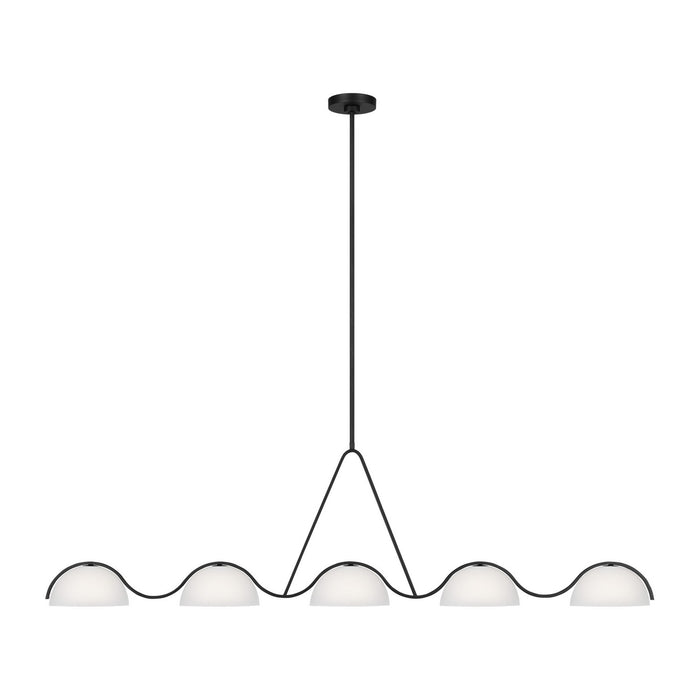 Visual Comfort Studio KC1125MBK Five Light Linear Chandelier, Midnight Black
