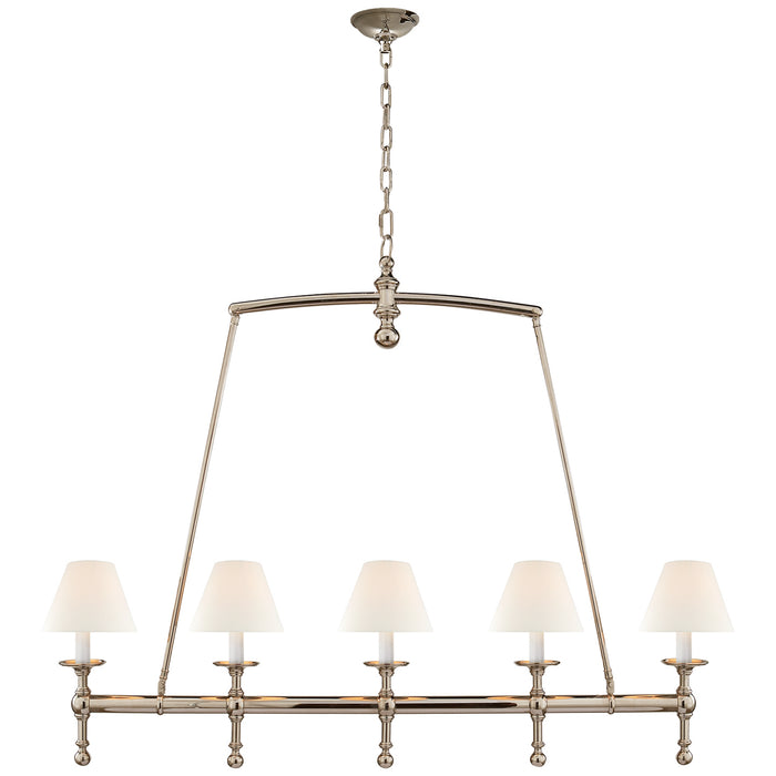 Visual Comfort Signature SL 5811PN-L Five Light Linear Chandelier, Polished Nickel