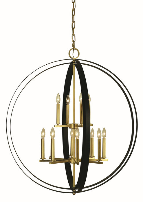 Framburg 4658 BR/MBLACK 12 Light Pendant, Brushed Brass w/Matte Black
