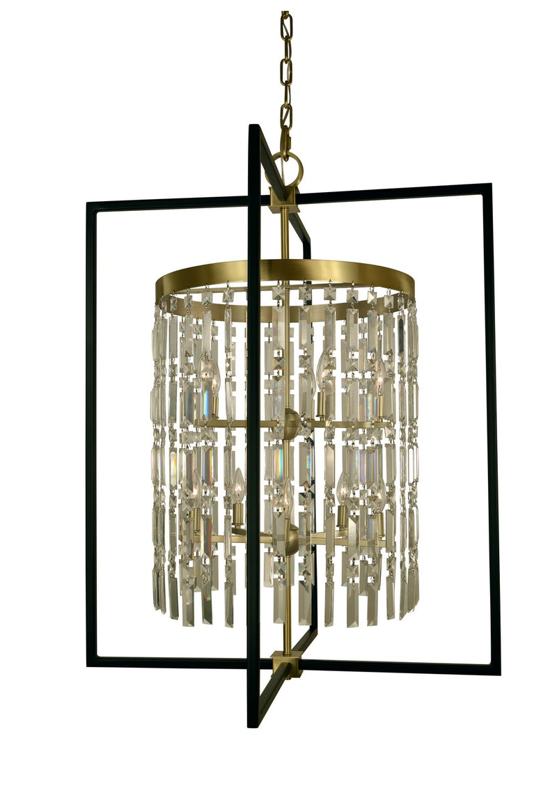 Framburg 5338 BR/MBLACK Ten Light Foyer Chandelier, Brushed Brass w/Matte Black