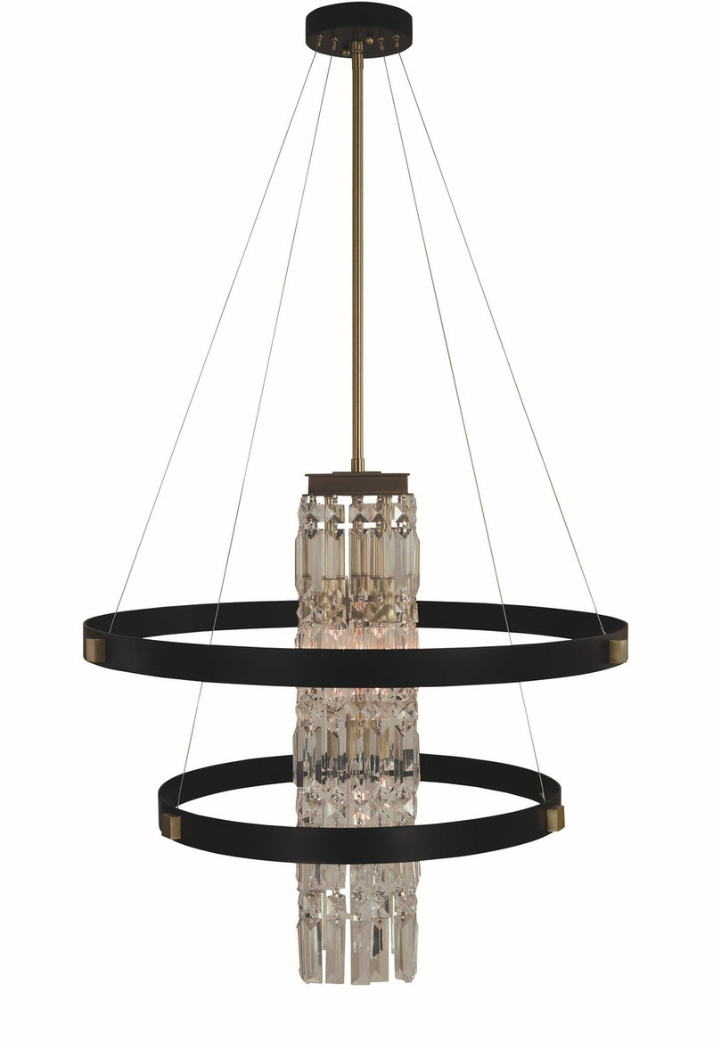 Framburg 5735 BR/MBLACK Five Light Chandelier, Brush Brass Matte Black