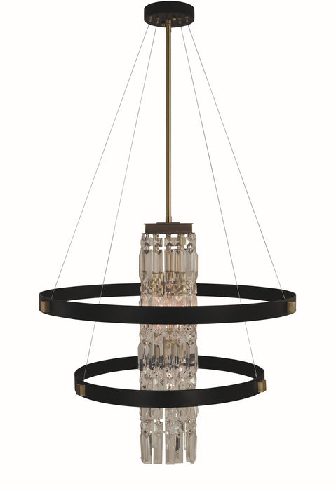 Framburg 5735 BR/MBLACK Five Light Chandelier, Brush Brass Matte Black