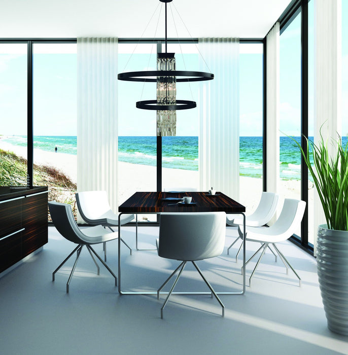 Framburg 5738 MBLACK Five Light Foyer Chandelier, Matte Black