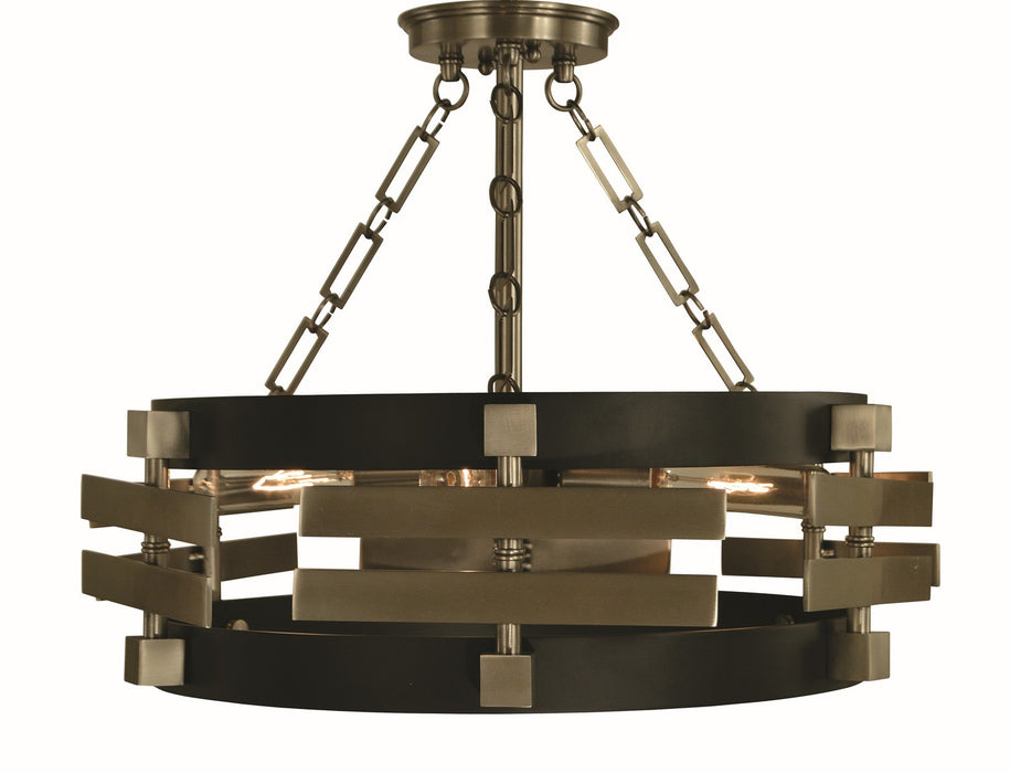 Framburg 5740 BR/MBLACK Three Light Semi Flush Mount, Brush Brass Matte Black