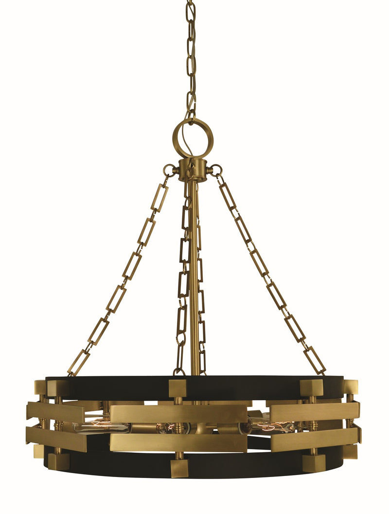 Framburg 5746 BR/MBLACK Six Light Chandelier, Brush Brass Matte Black