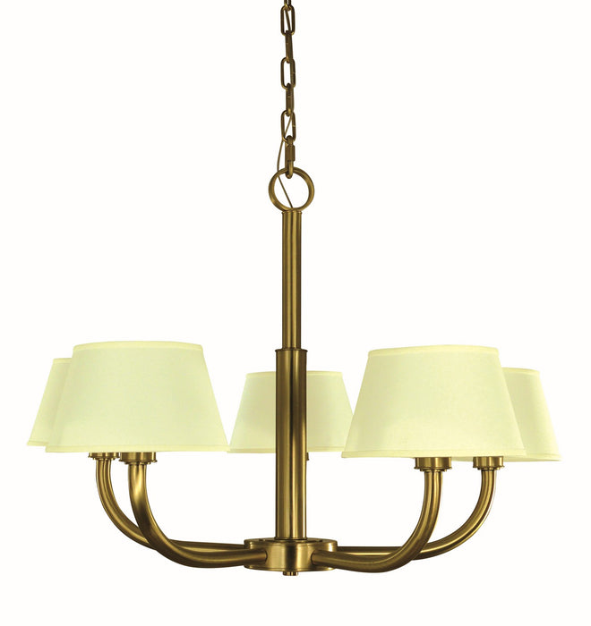 Framburg 5750 BR Five Light Chandelier, Brushed Brass