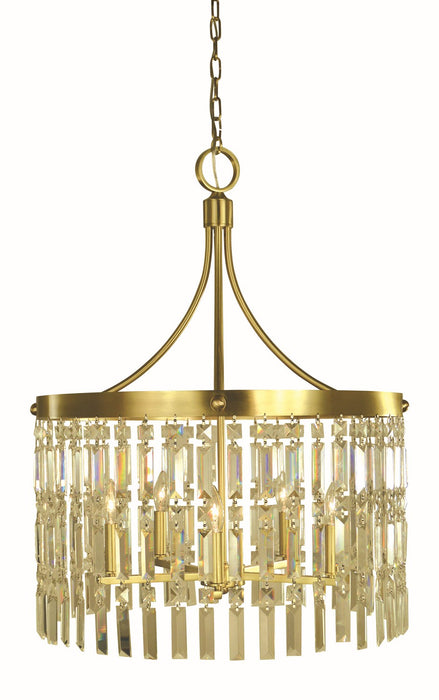 Framburg 5755 BR Six Light Chandelier, Brushed Brass