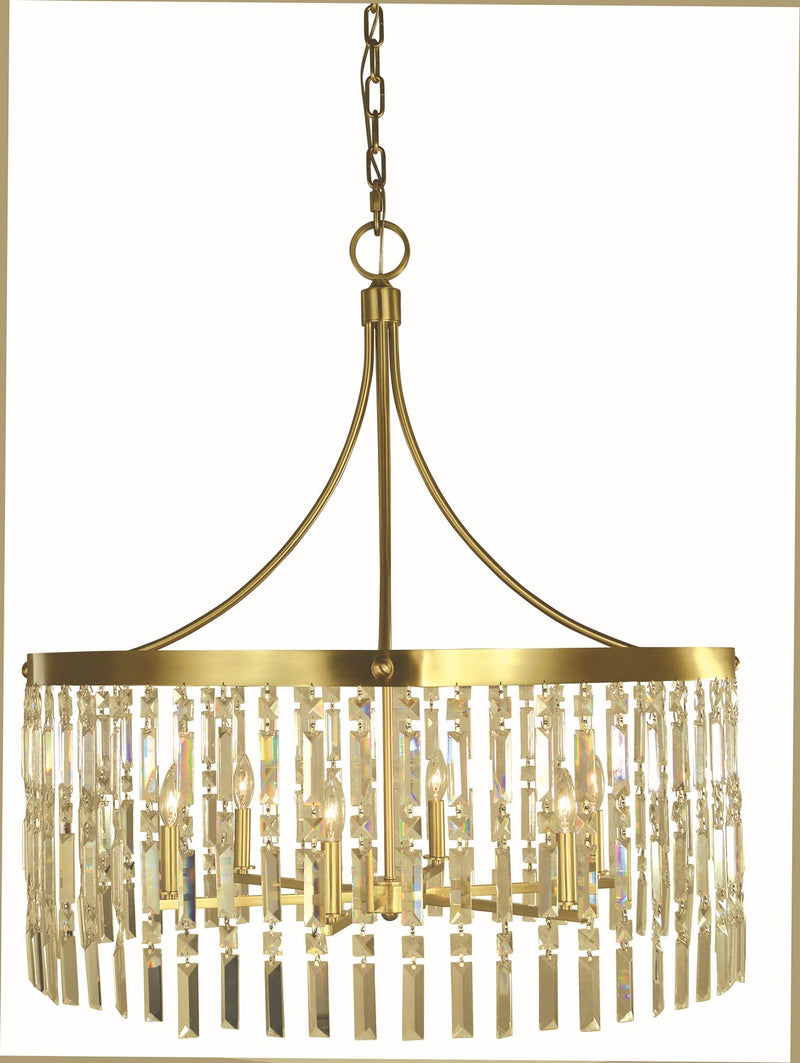 Framburg 5756 BR Six Light Chandelier, Brushed Brass