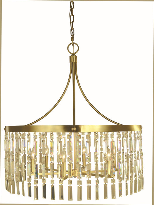 Framburg 5756 BR Six Light Chandelier, Brushed Brass