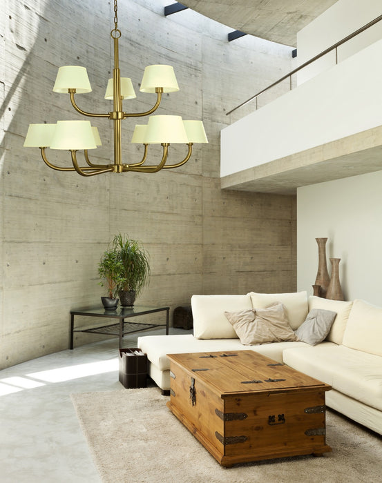 Framburg 5759 BR Nine Light Foyer Chandelier, Brushed Brass