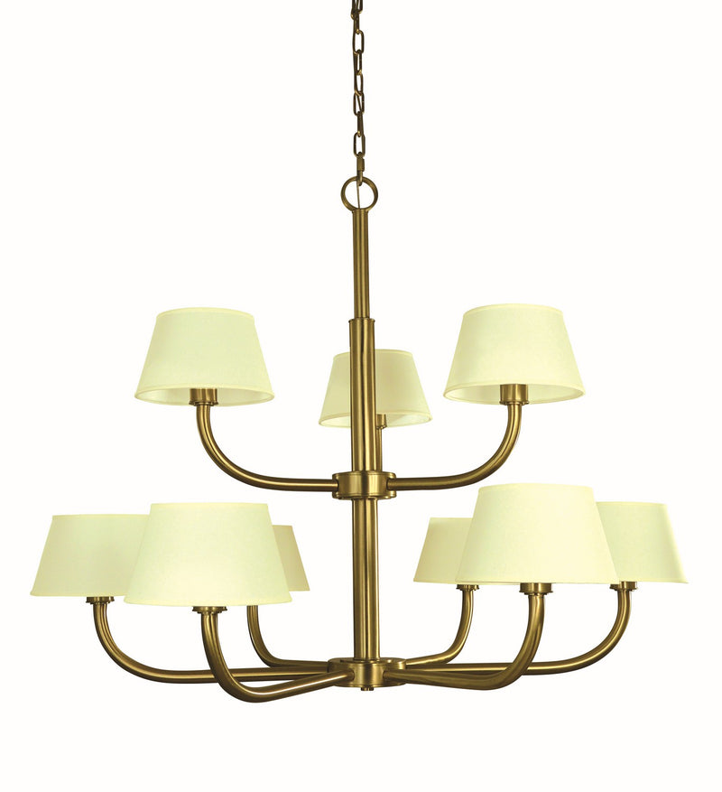 Framburg 5759 BR Nine Light Foyer Chandelier, Brushed Brass