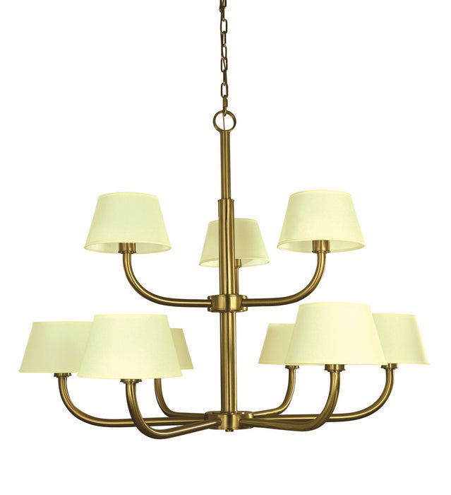 Framburg 5759 BR Nine Light Foyer Chandelier, Brushed Brass