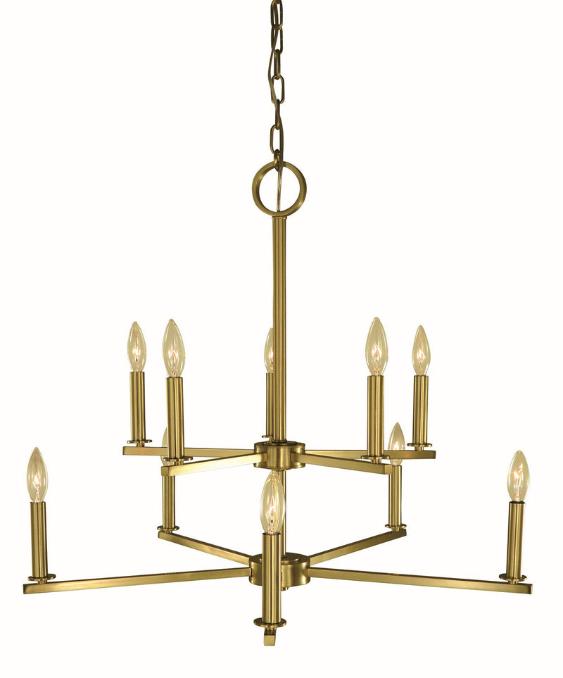 Framburg 5760 BR Ten Light Chandelier, Brushed Brass