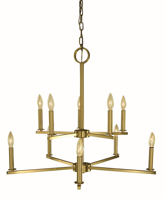 Framburg 5760 BR Ten Light Chandelier, Brushed Brass