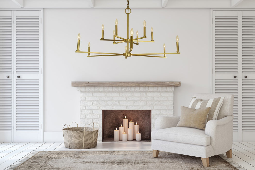 Framburg 5762 BR 12 Light Foyer Chandelier, Brushed Brass