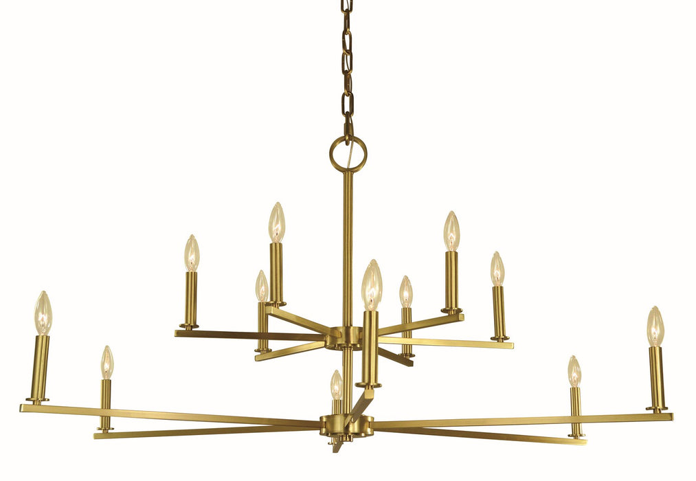 Framburg 5762 BR 12 Light Foyer Chandelier, Brushed Brass