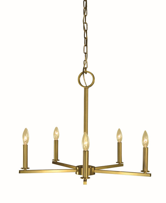 Framburg 5765 BR Five Light Chandelier, Brushed Brass