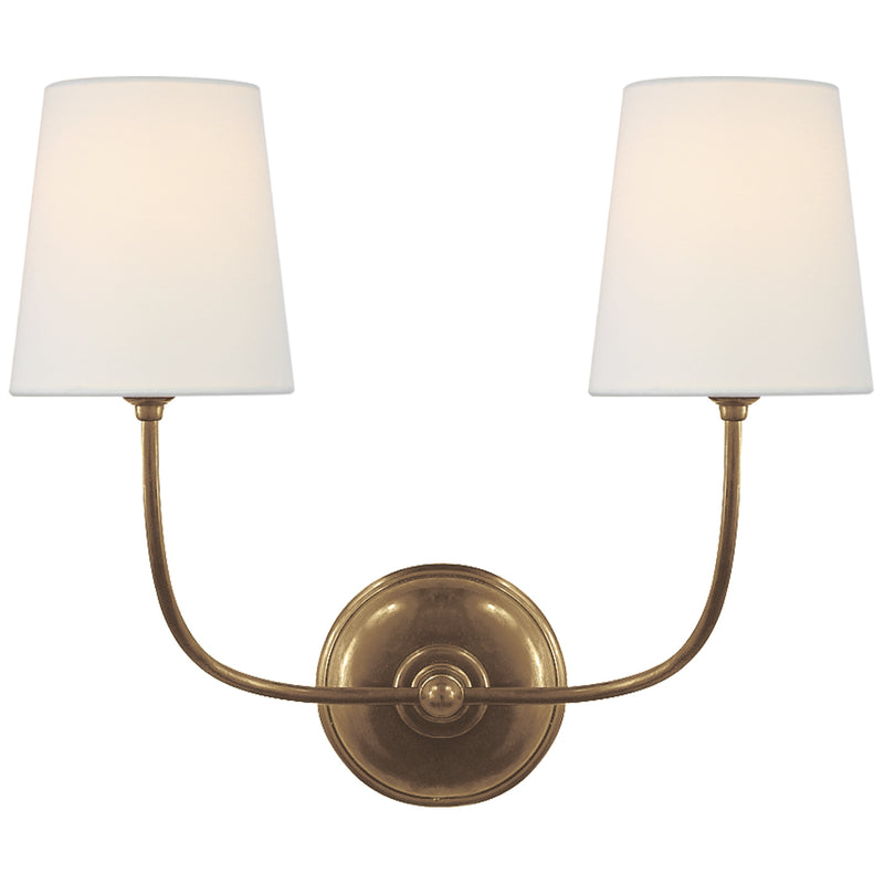 Visual Comfort Signature TOB 2008HAB-L Two Light Wall Sconce, Hand-Rubbed Antique Brass