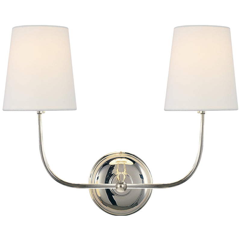 Visual Comfort Signature TOB 2008PN-L Two Light Wall Sconce, Polished Nickel