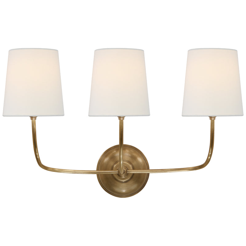 Visual Comfort Signature TOB 2009HAB-L Three Light Wall Sconce, Hand-Rubbed Antique Brass