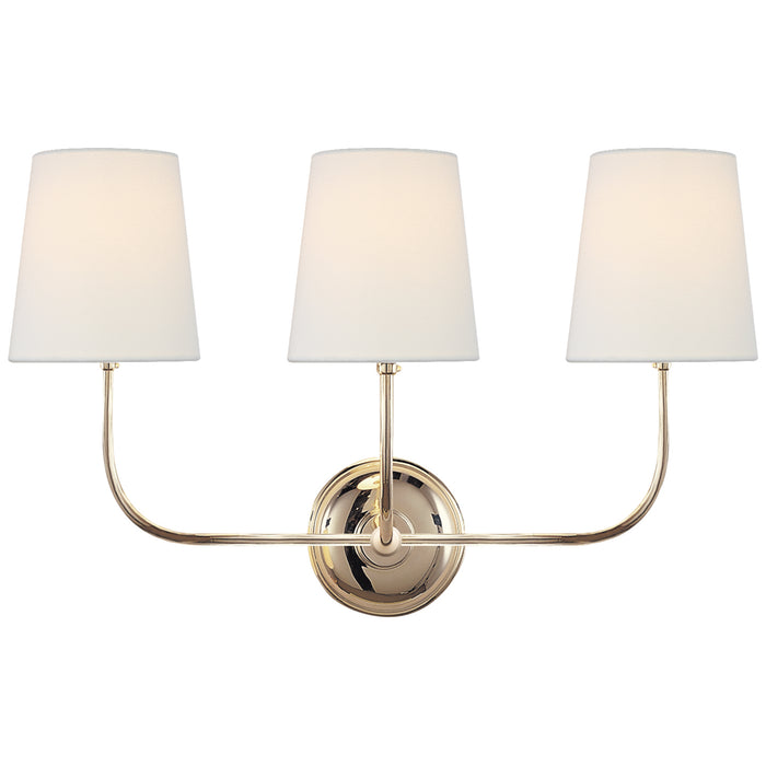 Visual Comfort Signature TOB 2009PN-L Three Light Wall Sconce, Polished Nickel