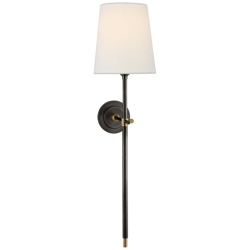 Visual Comfort Signature TOB 2024BZ/HAB-L One Light Wall Sconce, Bronze and Hand-Rubbed Antique Brass