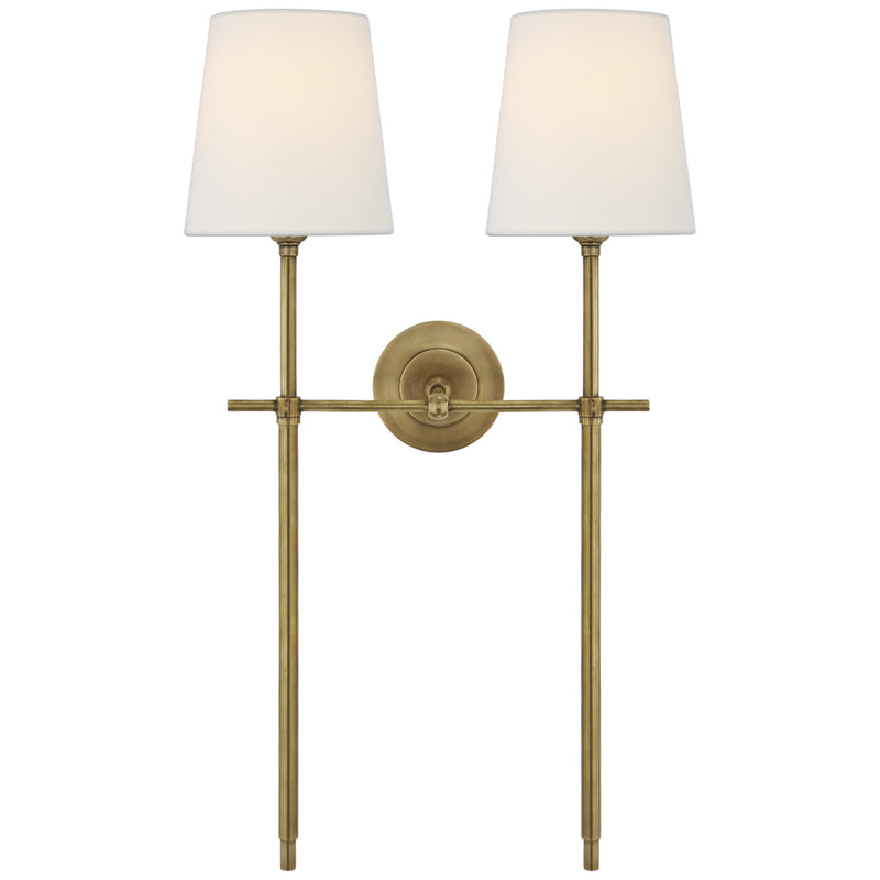 Visual Comfort Signature TOB 2025HAB-L Two Light Wall Sconce, Hand-Rubbed Antique Brass