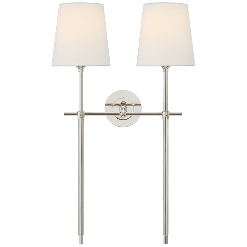Visual Comfort Signature TOB 2025PN-L Two Light Wall Sconce, Polished Nickel