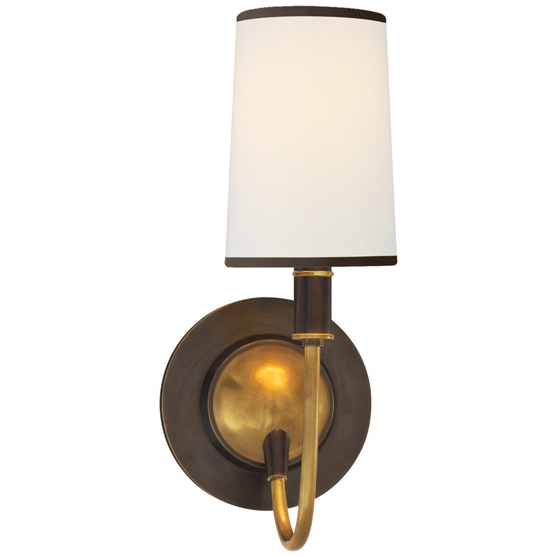 Visual Comfort Signature TOB 2067BZ/HAB-L/BT One Light Wall Sconce, Bronze with Antique Brass