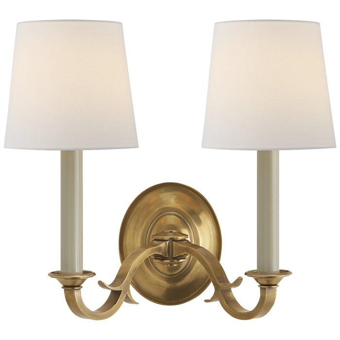 Visual Comfort Signature TOB 2121HAB-L Two Light Wall Sconce, Hand-Rubbed Antique Brass