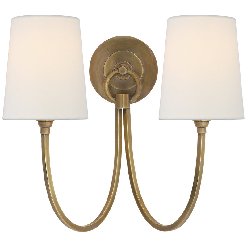 Visual Comfort Signature TOB 2126HAB-L Two Light Wall Sconce, Hand-Rubbed Antique Brass
