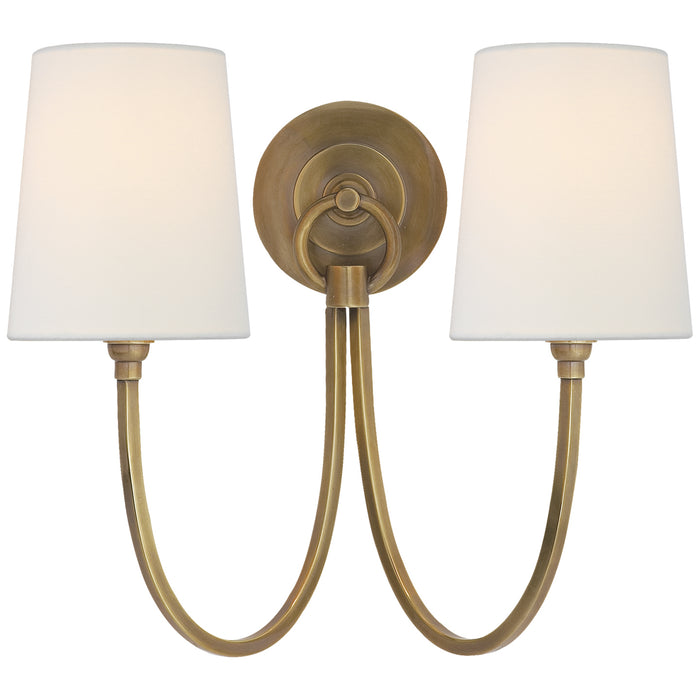 Visual Comfort Signature TOB 2126HAB-L Two Light Wall Sconce, Hand-Rubbed Antique Brass