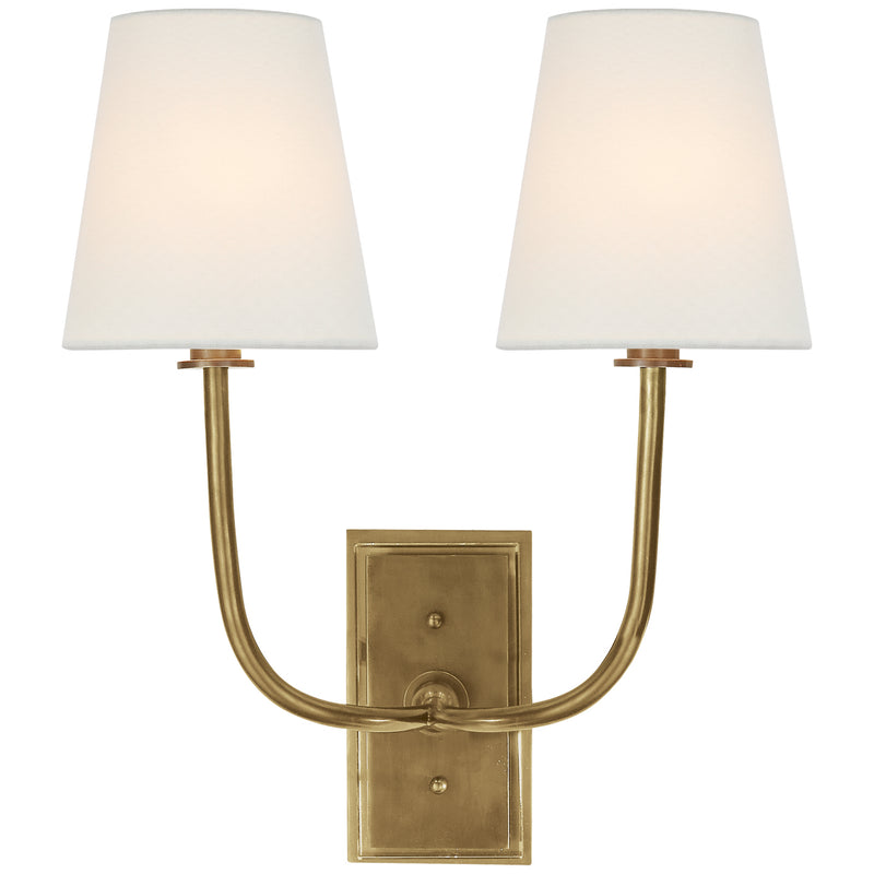 Visual Comfort Signature TOB 2191HAB-L Two Light Wall Sconce, Hand-Rubbed Antique Brass