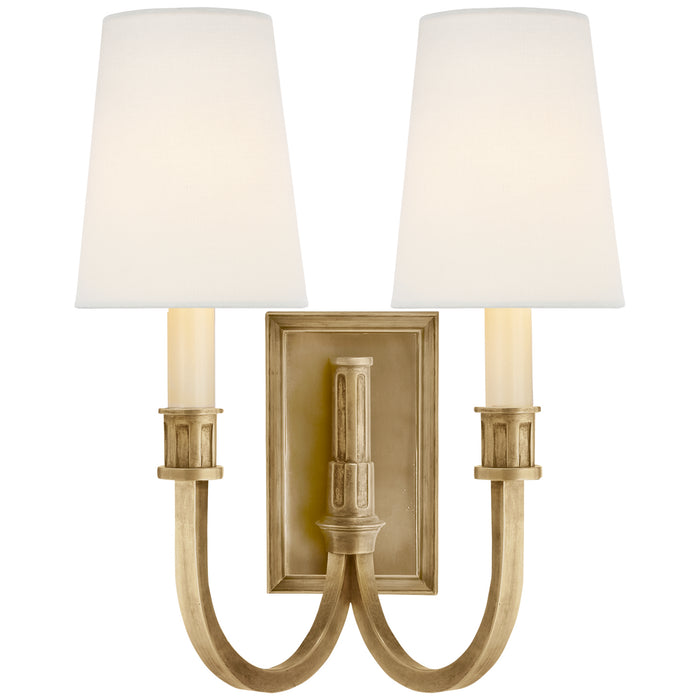 Visual Comfort Signature TOB 2328HAB-L Two Light Wall Sconce, Hand-Rubbed Antique Brass