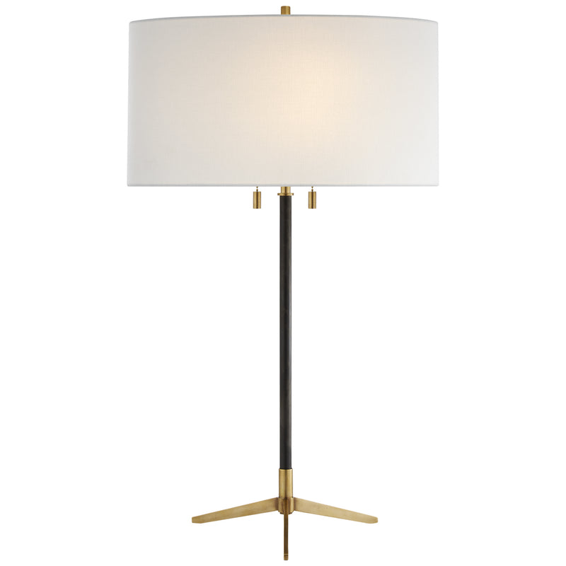 Visual Comfort Signature TOB 3194BZ/HAB-L Two Light Table Lamp, Bronze with Antique Brass