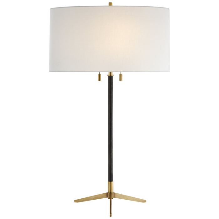 Visual Comfort Signature TOB 3194BZ/HAB-L Two Light Table Lamp, Bronze with Antique Brass