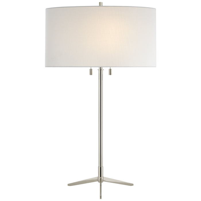 Visual Comfort Signature TOB 3194PN-L Two Light Table Lamp, Polished Nickel