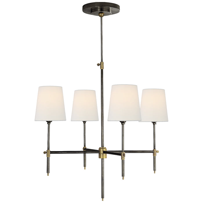 Visual Comfort Signature TOB 5002BZ/HAB-L Four Light Chandelier, Bronze and Hand-Rubbed Antique Brass