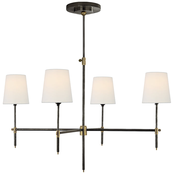 Visual Comfort Signature TOB 5003BZ/HAB-L Four Light Chandelier, Bronze and Hand-Rubbed Antique Brass