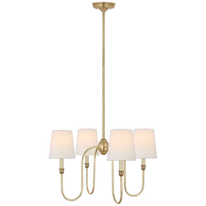 Visual Comfort Signature TOB 5007HAB-L Four Light Chandelier, Hand-Rubbed Antique Brass