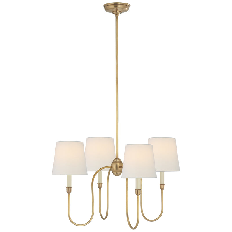 Visual Comfort Signature TOB 5007HAB-L Four Light Chandelier, Hand-Rubbed Antique Brass
