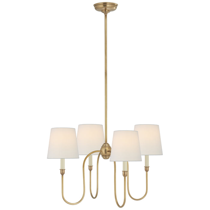 Visual Comfort Signature TOB 5007HAB-L Four Light Chandelier, Hand-Rubbed Antique Brass